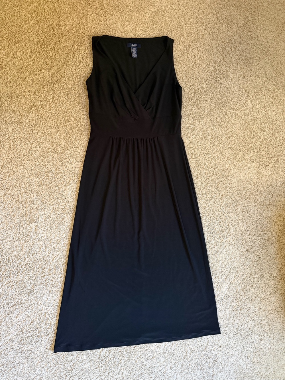 Chaps Black Sleeveless V-Neck Maxi Dress